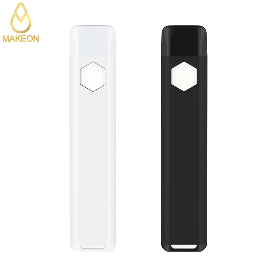 Makeon Dz 1gram 2ml Empty Custom Vape Flat Disposable Vape Pen Pod Delta Custom Window Horizontal Ceramic, Cotton Free, No Middle Rod