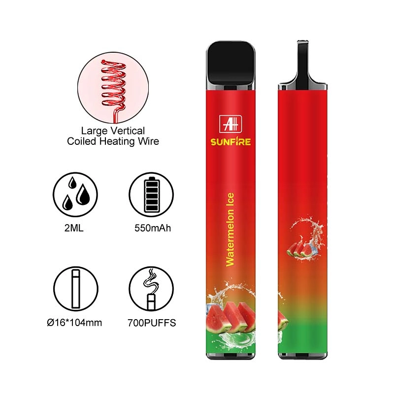 Hot Sell Sunfire 700 Puffs Disposable Vape Sunfire Vape Pen 2% Nicotine Disposable Vape Electronic Cigarette 700 Puffs 10 Flavors Tpd Certificate in UK Europe