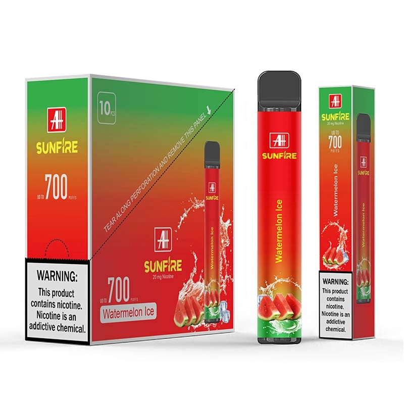 Hot Sell Sunfire 700 Puffs Disposable Vape Sunfire Vape Pen 2% Nicotine Disposable Vape Electronic Cigarette 700 Puffs 10 Flavors Tpd Certificate in UK Europe