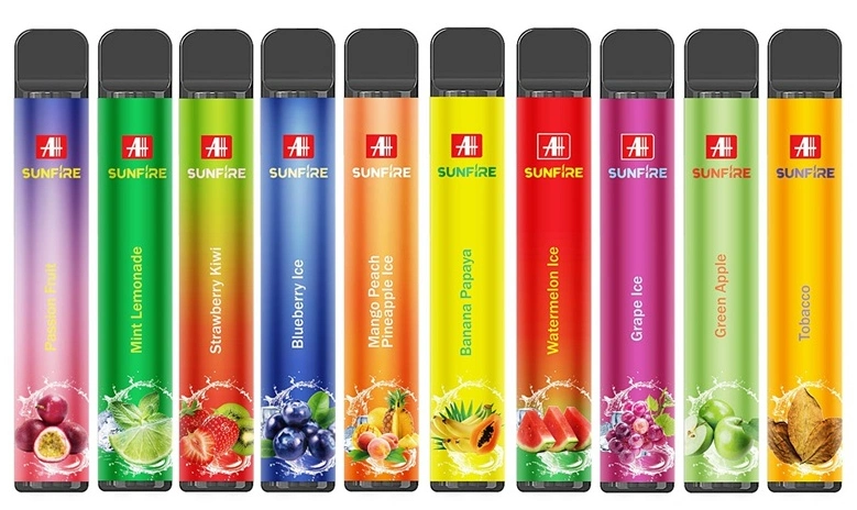 Hot Sell Sunfire 700 Puffs Disposable Vape Sunfire Vape Pen 2% Nicotine Disposable Vape Electronic Cigarette 700 Puffs 10 Flavors Tpd Certificate in UK Europe