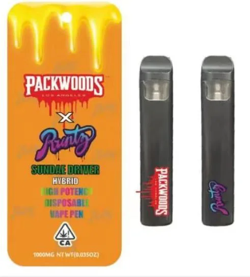 1000mg Packwoods X Runtz Disposable Vape Pen Black Vaporizer 280mAh Device Multiple Strains Vapes Pod Bar with Package