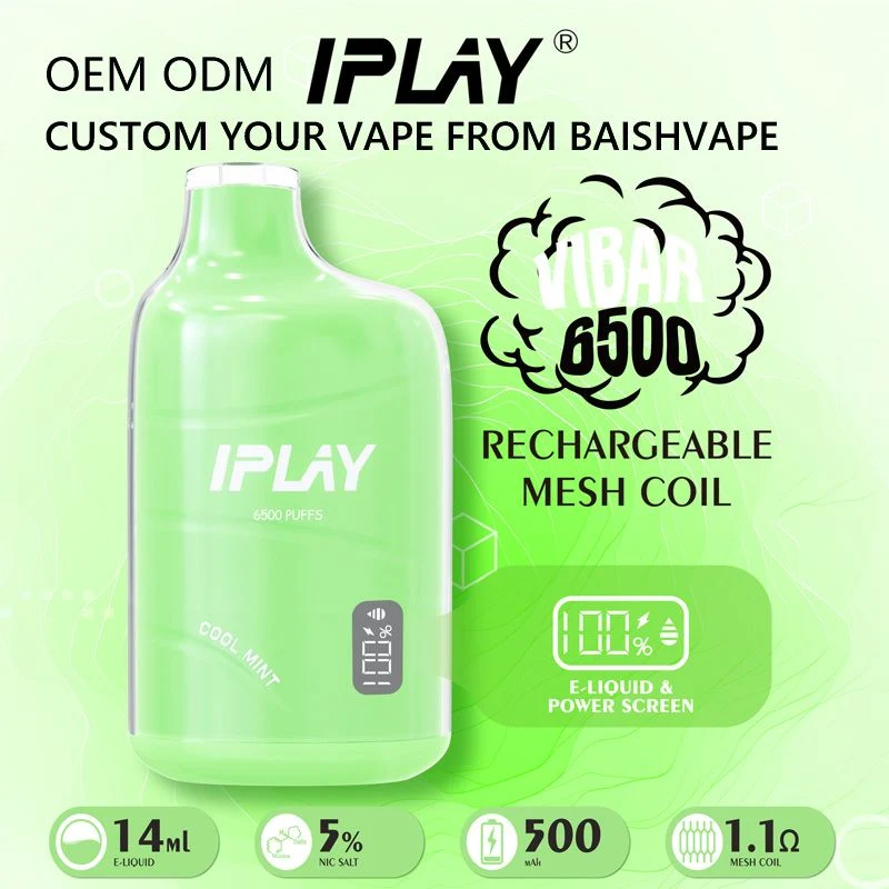 Zbood White Label Te6000 Mk5000 Ijoy Mrvi Pod Iplay Vibar 6500 Puff Disposable Vape with Smart Display Screen