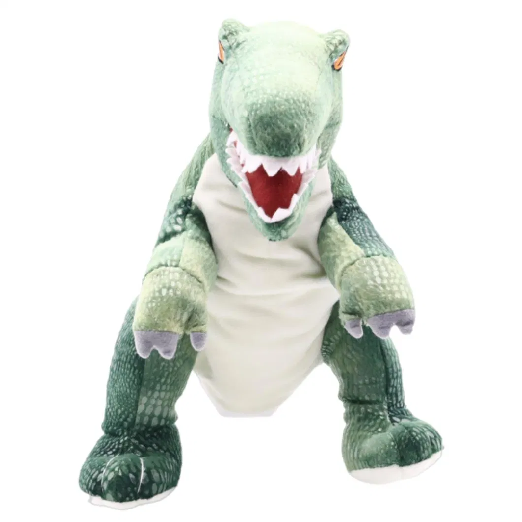 Custom 25cm Hand Puppets Plush Dino Toys Kids Soft Stuff Dragon Animal Dinosaur in Jurassic Period T-Rex Green Tyrannosaurus Rex Puppet