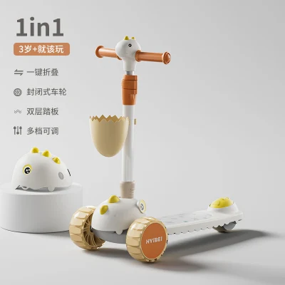  Diseño más reciente Scooter para niños/forma de dinosaurio/Cuarto engranaje mango ajustable/Scooter de juguete para bebés
