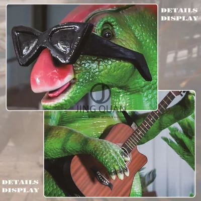 Guitarra-tocando Parapleuron vívidamente Simulación Carton animales Dinosaur Park Design Animatronics Dinosaurios al aire libre