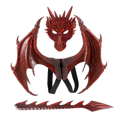 Disfraz de Alas de Dragón para Niños con Cola de Dinosaurio y Máscara, Conjunto de Disfraces de Cosplay.