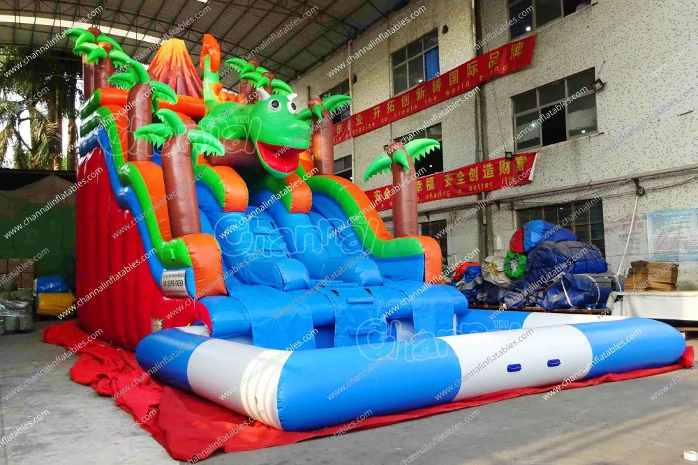 Dinosaur Bounce House Inflatable Slide Volcano Dino Inflatable Water Slide for Sale Chsl888