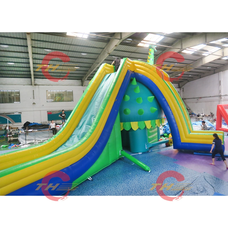 14X6X8mh Giant Inflatable Dinosaur Long Water Slide