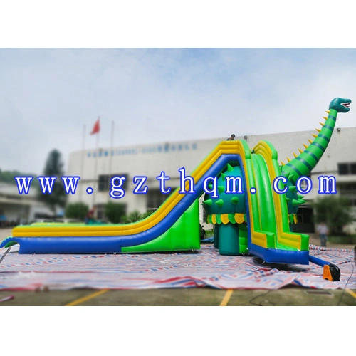 14X8X7m Giant Outdoor Dinosaur Inflatable Water Slide