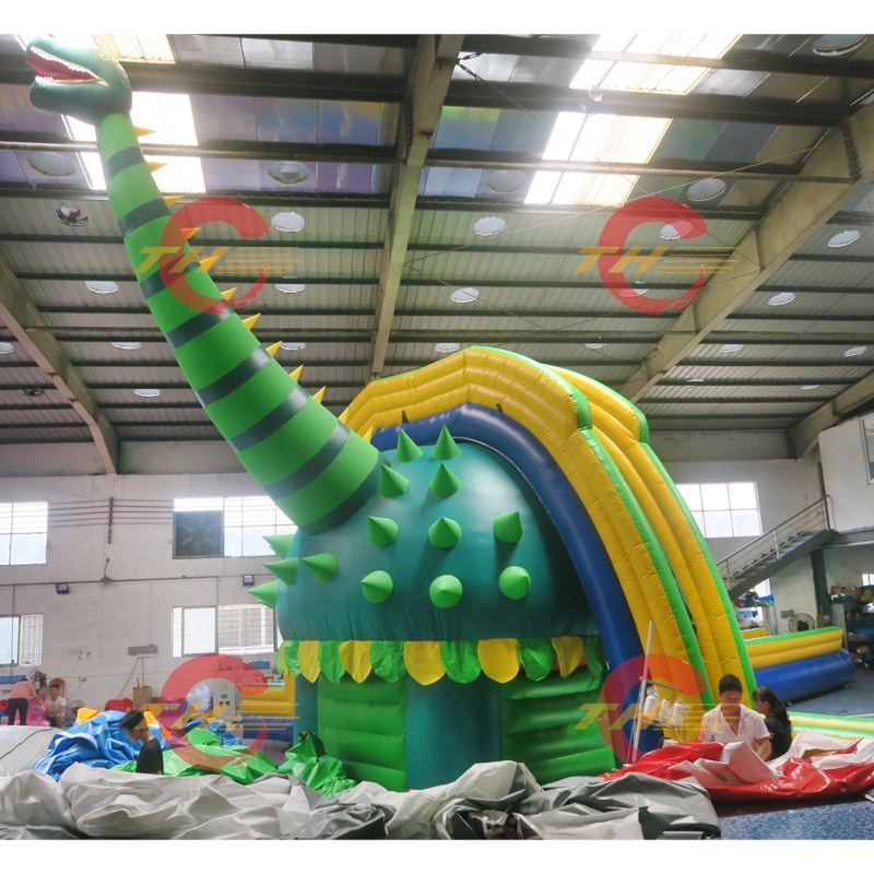 14X6X8mh Giant Inflatable Dinosaur Long Water Slide