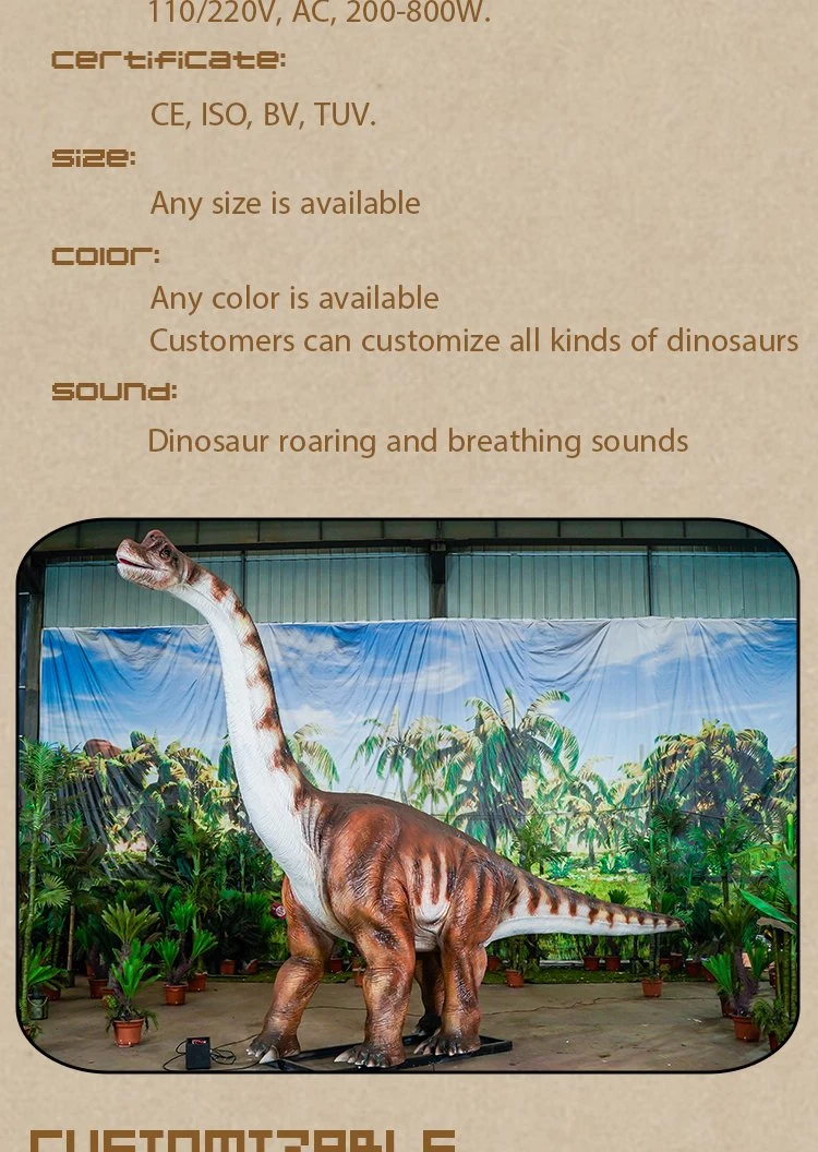 Brachiosaurus Outdoor Playground High Quality Mechanical Animatronics Dinosaur Mechanical Animatronics Simulated Customized Dinosaur