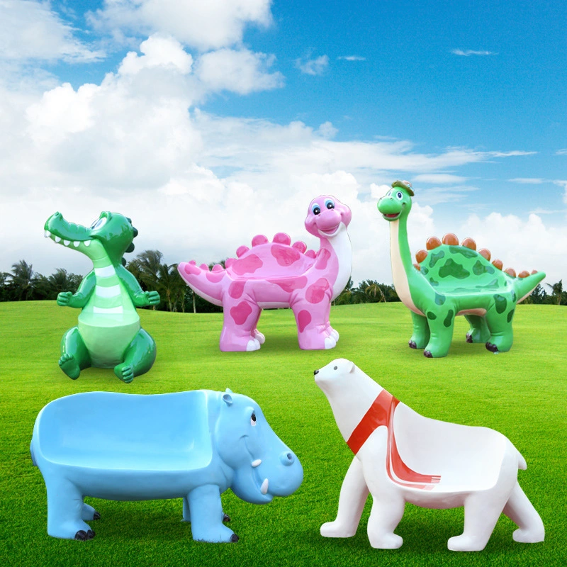 2021 Outdoor Animal Seating Sculpture Dinosaur Seats Fiberglass Seating for Kids