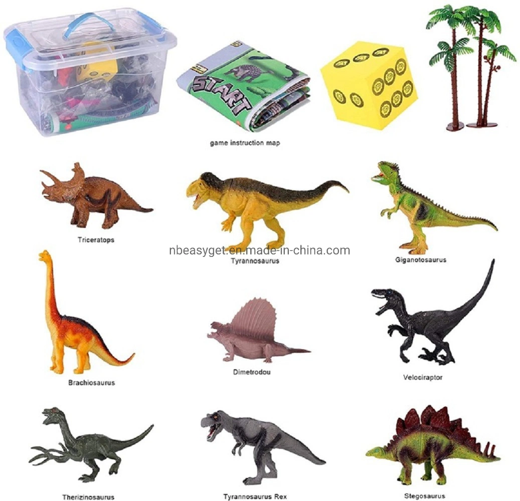 Educational Realistic Dinosaur Playset Dinosaur Toy Figure with Activity Play Mat &amp; Trees Including T-Rex, Triceratops, Velociraptor for Kids Esg17649