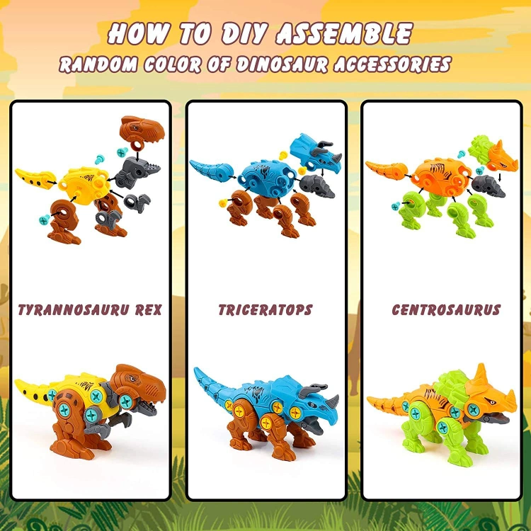 Take Apart Dinosaur Puzzle Eggs and Screwdrivers Building Block Toys Hot Sale Educational Toy Dinosaurs for Kids