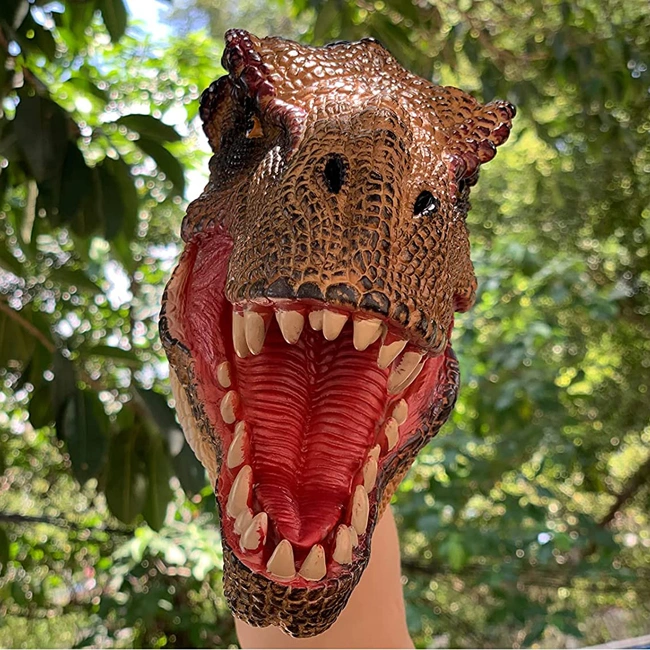 Kids Dinosaur Head Puppets Tyrannosaurus Rubber Animal Glove Puppets Role Soft Play Toys Funny Hand Puppet