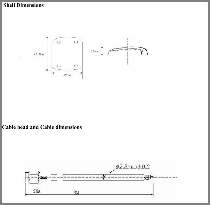 Rg174 Cable GPS Glonass Module Dual Antenna GPS Glonass External Antenna