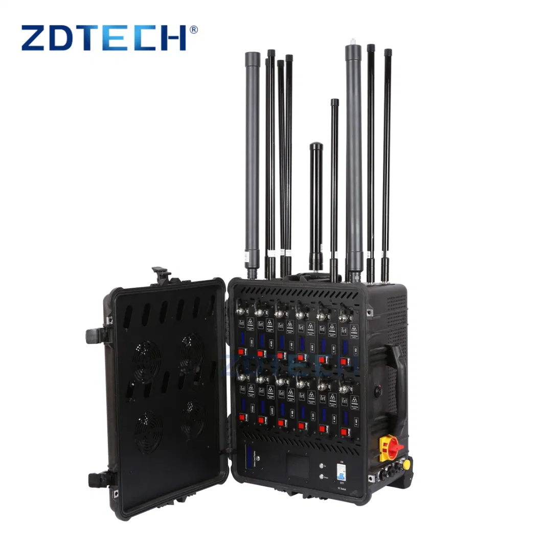 High-Power Portable Trolley 20-6000MHz High Power Dds 620W 7 Bands 433MHz 2.4G 5.8g GPS Anti Drone Uav Signal Jammer