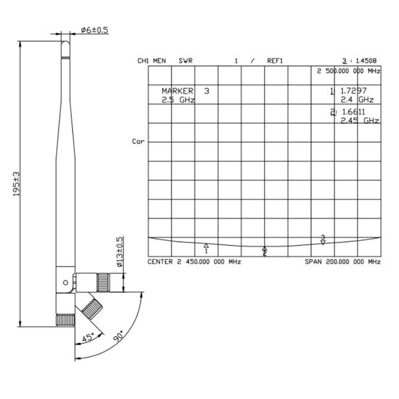 2.4G/WiFi Rubber Antenna with SMA Male Connector