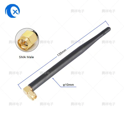 2,4G antena de pato de goma SMA WiFi de ángulo recto fija para Router