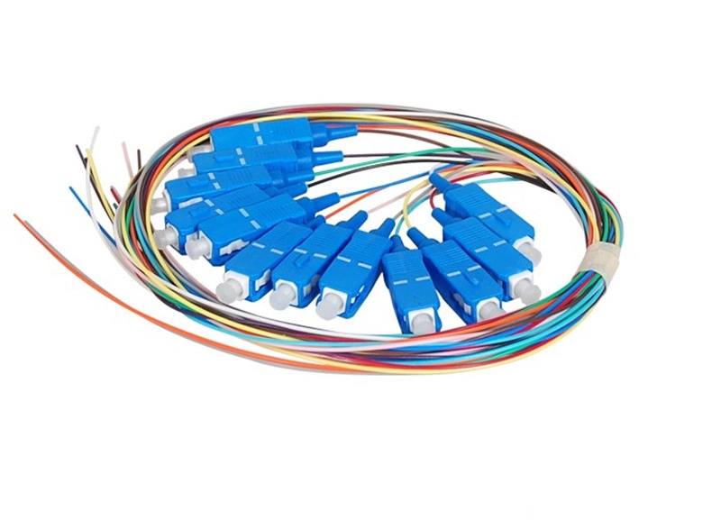 FTTH Fiber Optic 12 Cores 0.9mm Multicolor Upc Optical Fiber LC Pigtail