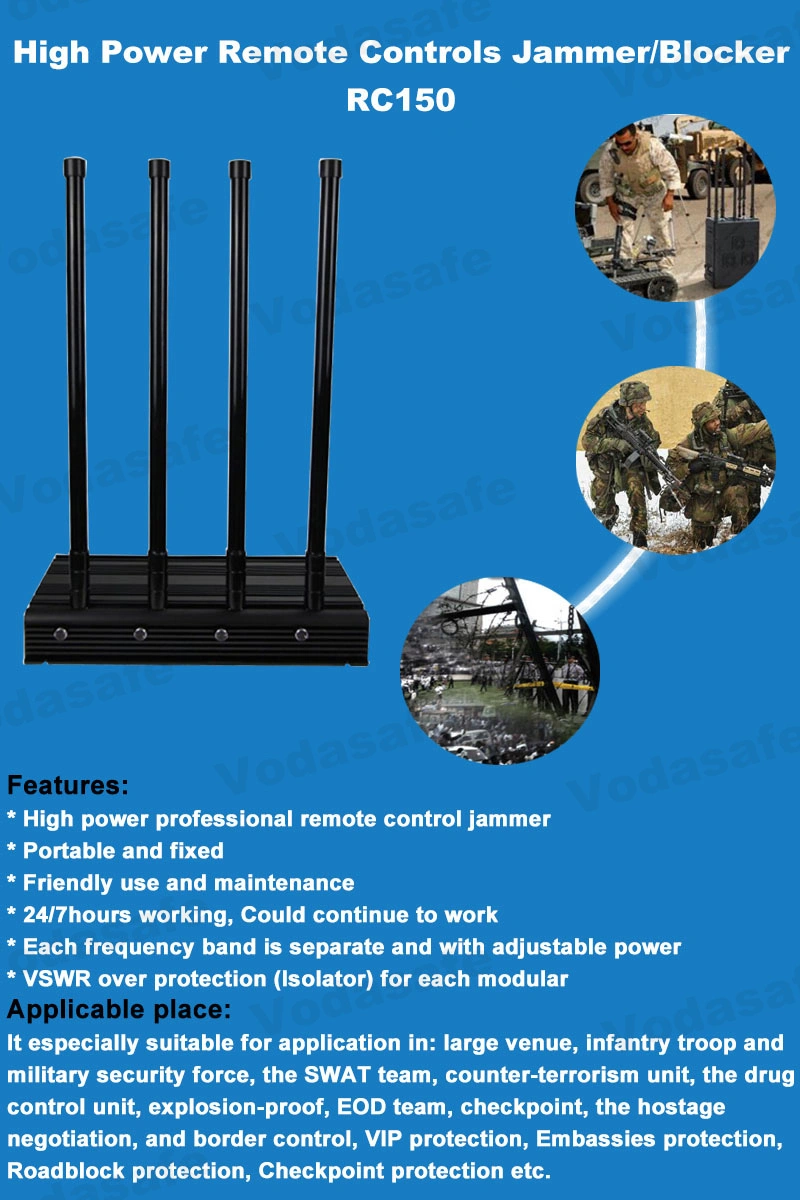 433MHz/315MHz/868MHz Car Remote Control Jammer 150W High Power Wireless Internet Blocker