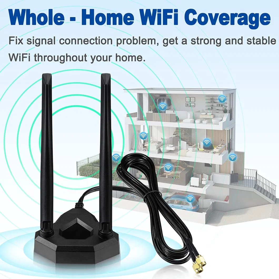 ODM/OEM 2.4/5.8GHz 5dBi Dual-Band WiFi WLAN Antenna Magnetic Mount Wireless Extender RP-SMA Male with Rg174 Cable