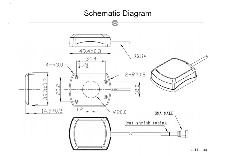 High Gain 1575.42MHz External Car Antenna, Active/Passive GPS/Glonass/Beidou Antenna