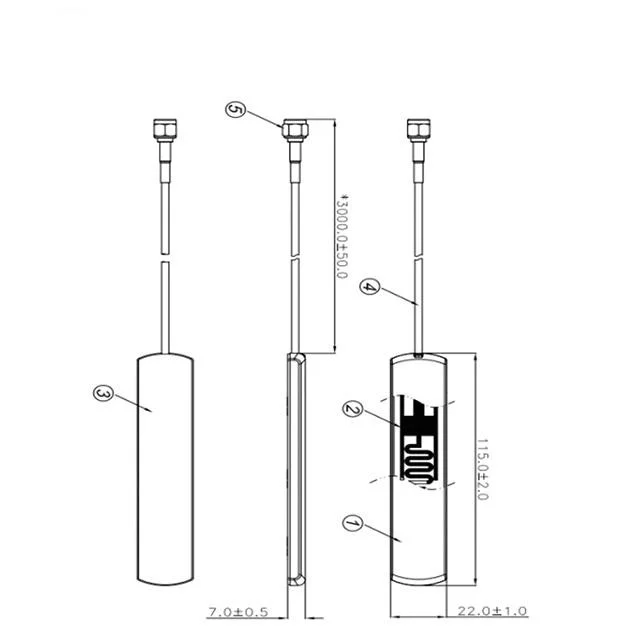 115*21*4.5mm Sm Patch Antenna SMA Male Connector 868/915MHz for Walkie Talkie Transceiver Radio