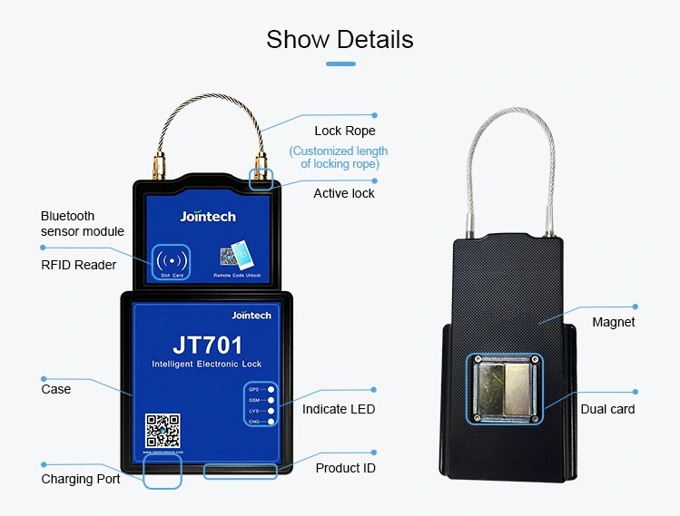 Jointech Jt701 GPS Seal Smart Lock for Car Auto Parts Distribution Transportation Supply Chain Fleet Management GPS Tracker