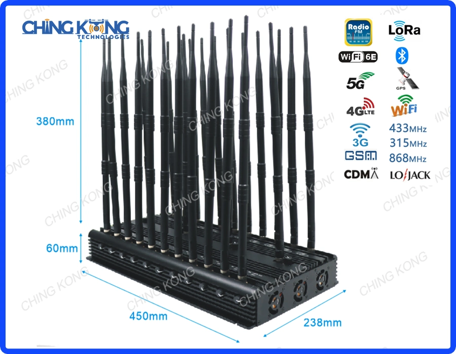 Desktop Desktop GPS Positioning UHF 3G 4G 5g Signal Blocker, 26 Antennas