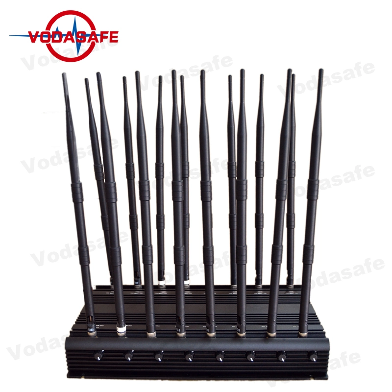 16 Antennas Remote Control Mobile Phone Signal Jammer Jamming 60m 3G 4G 5g Remote Control VHF UHF Prison Jammers System