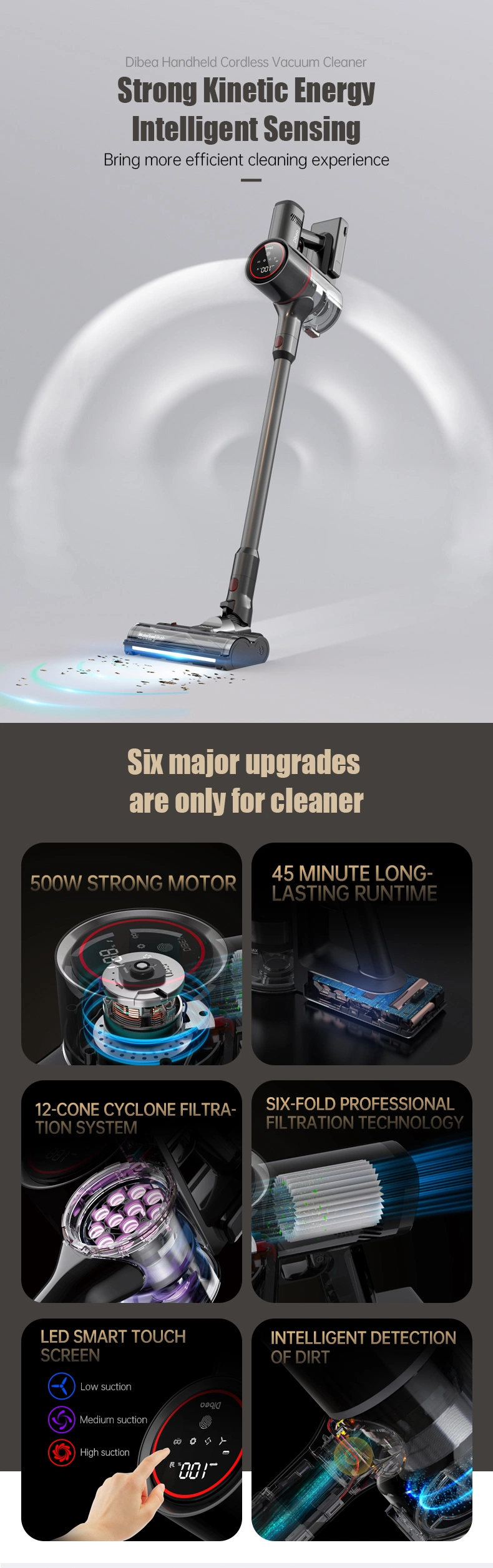 Cordless Vacuum Cleaner Stick VAC with Auto Mode, Bendable Design, Powerful Suction for Hard-Floors, Carpets