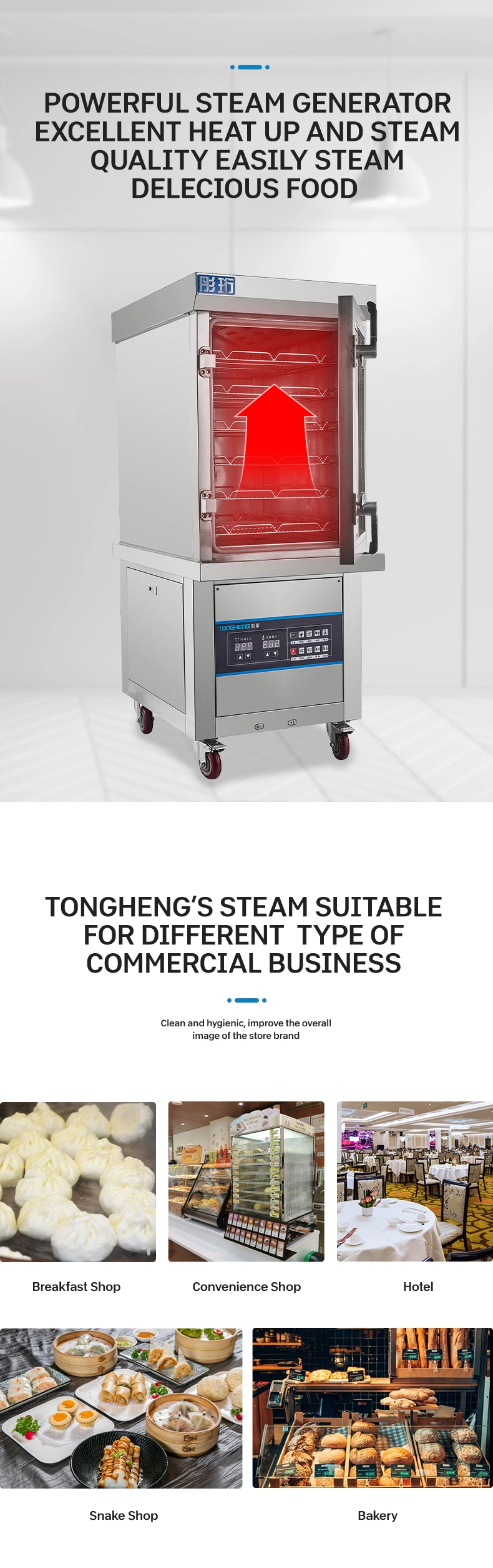 Automatic Steam Heating Fish 6 Trays Meat Commercial Steamer