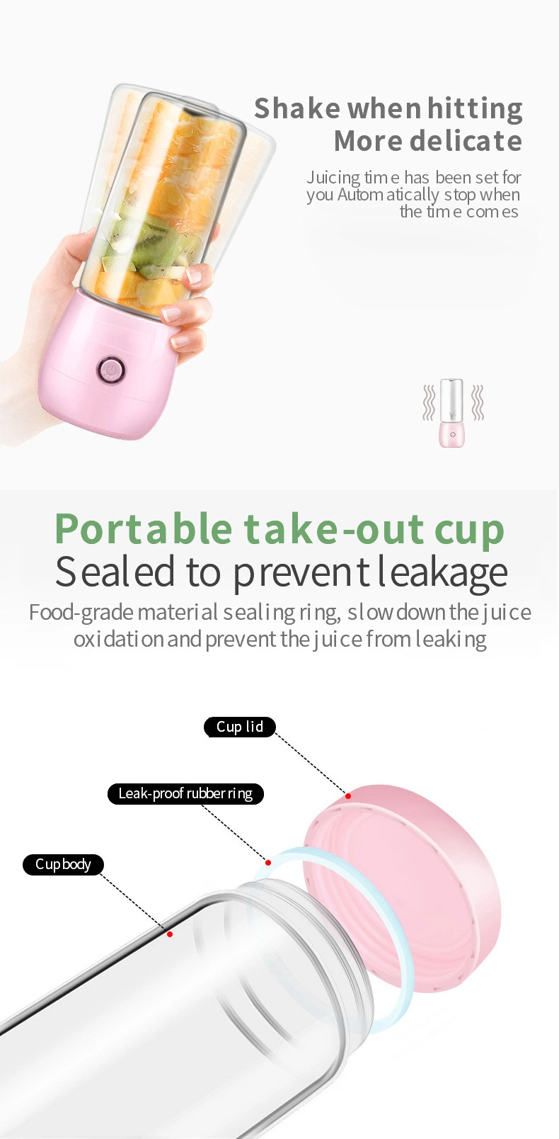 Travel Milkshake and Smoothie Fresh Juicer Blender Mini Portable USB Electric Juicer Blender