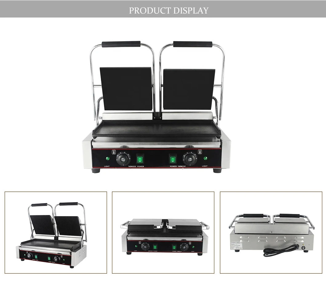 Double Plate Food Machinery Sandwich Press Panini Grill Electric Contact Waffle Grill Commercial