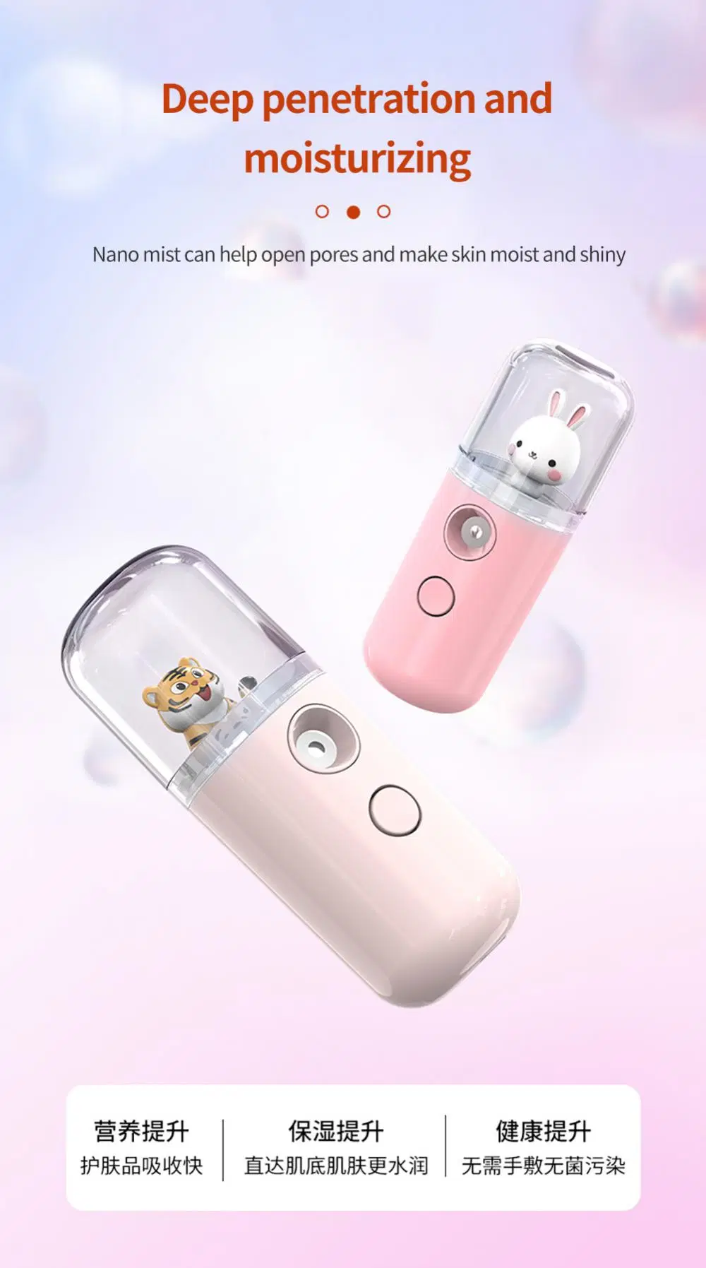 Nano Sprayer Mini USB Rechargeable Facial Humidifier Nebulizer Face Steamer Moisturizing Beauty Tool