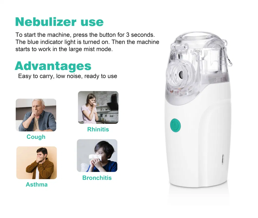 Portable Handheld Nebulizer, Cool Mist Steam Inhaler Mini Nebulizer Mesh Atomizer Nebuliser