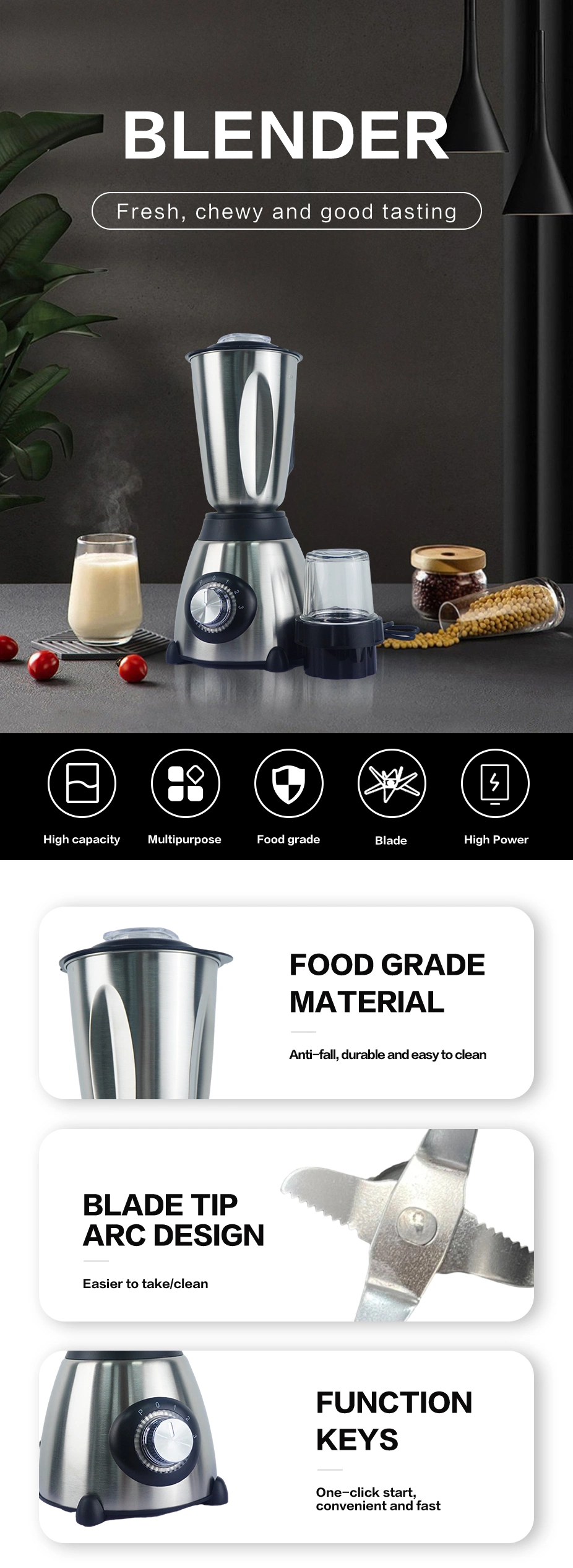 Home Appliances Portable Smoothie Mixer Electric Grinder High Speed Kitchen Fresh Juicer Silver Crest Milkshake Heavy Duty Commercial Mini Food 110V Blender