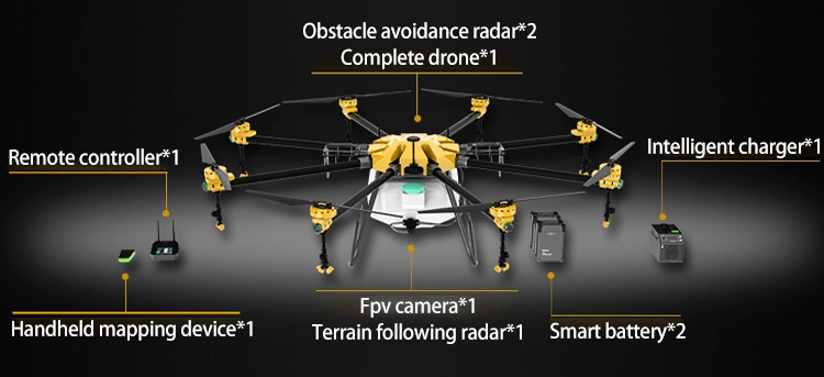 Agriculture Pesticide Battery Citrus Sprayer Uav 72L Agricultural Dron Fumigate Drone Frame for Agro Fruit Wheat Cron Crop Spraying Price