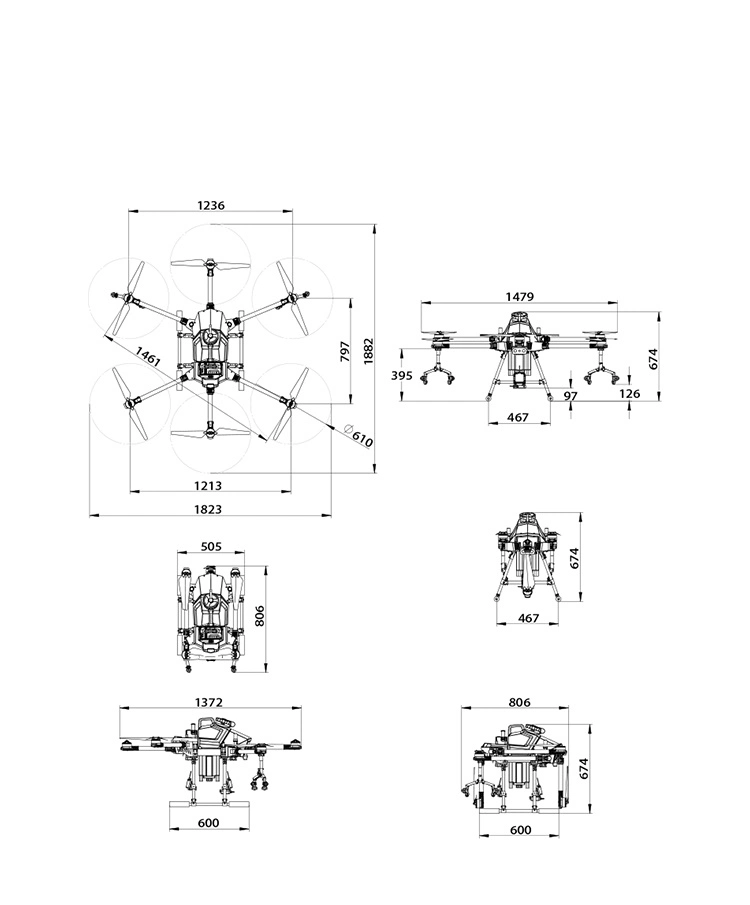 High Accuracy Agricultural Drone Spraying Pesticide Fertilizer Sprayer for Farm