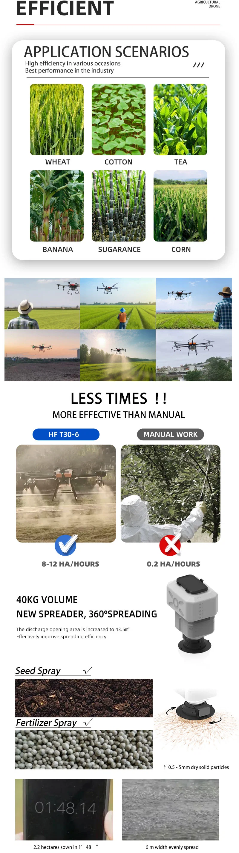 T30 Large Capacity Farm Big Agriculture Dron Fumigation Aircraft 30L Garden Crop Tree Herbicide Pesticide Spraying Spread Sow Drones Drone Citrus Sprayer Price