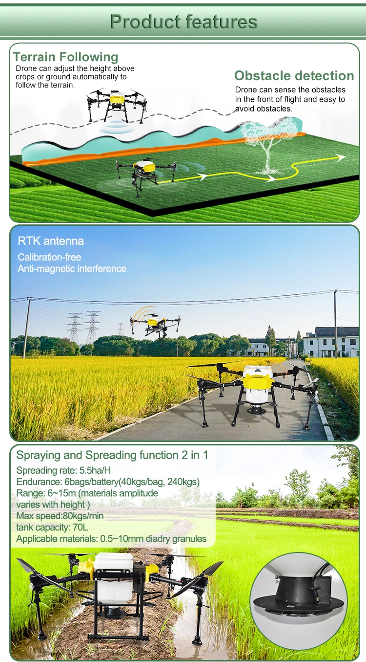 Rtk System 40L Agricultural Sprayer Drone with GPS and Rtk