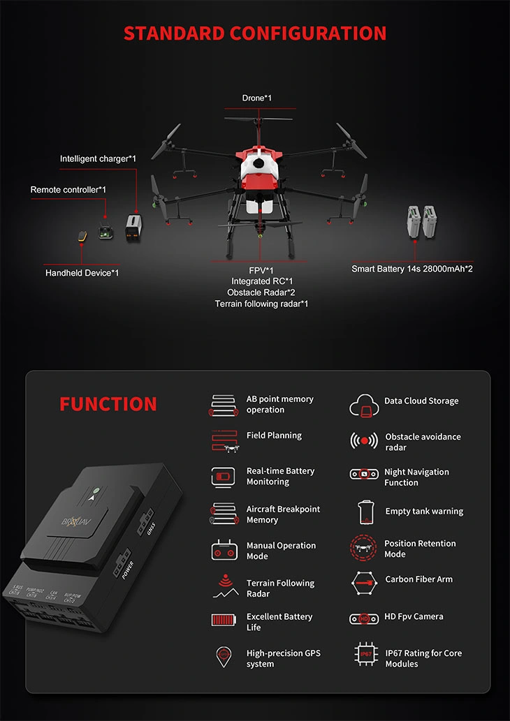 Strong Quality Agriculture UAV Pesticide Helicopter 30L 30kg Drone Sprayer