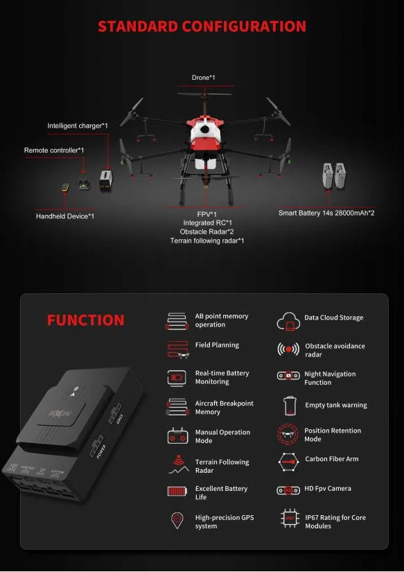 Professional Agri Drone Farme Africultural Quadcopter Remote Spreader Drone