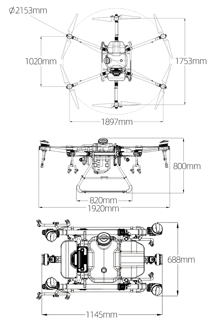 Folding Agricultural Drone Frame for Citrus Fruit Tree Crop Protection with Autopilot GPS 30L Agriculture Drone Rack for Spraying Fertilizer and Pesticides