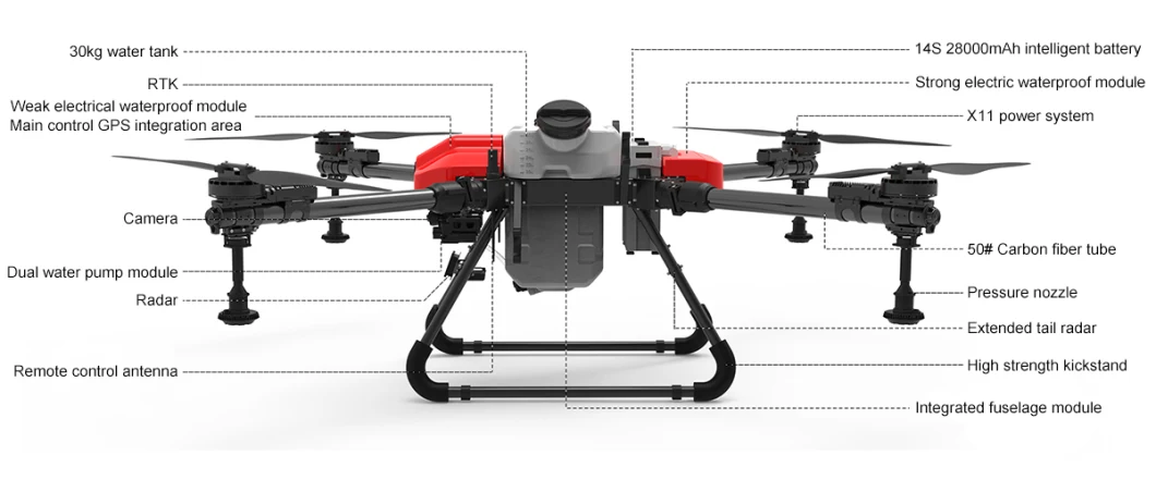 Long Distence Dron Fumigacion 30kg Foldable Agricultural Sprayer Drone Chemicals Spray Machinery Drones for Agriculture Purpose