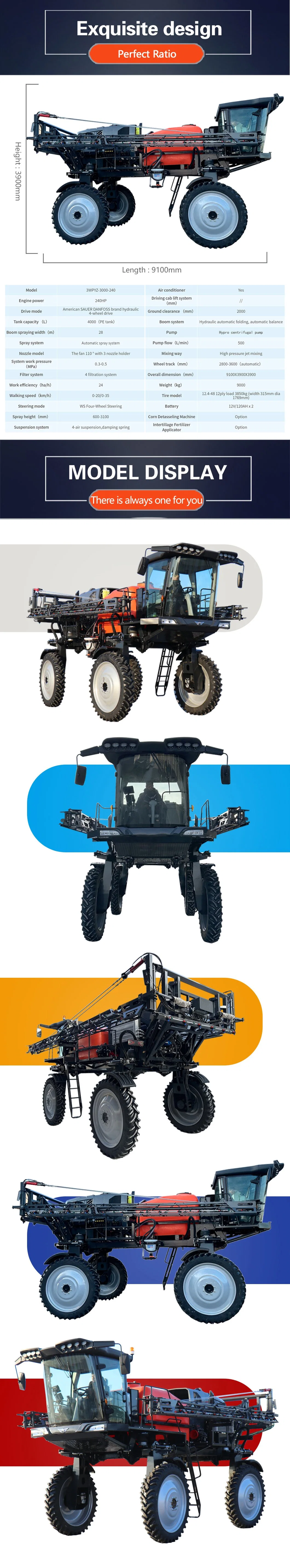 Pesticide 240HP Diesel Engine Battery Sprayer Drones Tractor Dry Land Agriculture Machinery