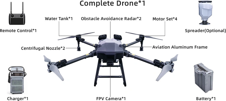 Made in China Farm Crop Sprayer Hf C30 C50 4 Axis Agro Drone Fumigaz Pulverizador Plant Protection Drone with Centrifugal Spraying Nozzle