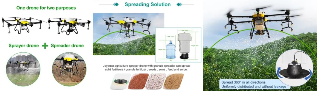 Joyance Jt30 Solid Fertilizer Spreading Liquid Pesticide Spraying Fly GPS 30liters 6-Axis Agricultural Sprayer Drone Farm Spraying with High-Pressure Nozzles