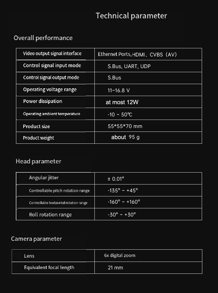 Night Vision 8MP Identification and Tracking Mini Pod A8mini 4K Ai Zoom Uav PTZ Gimbal Camera Set